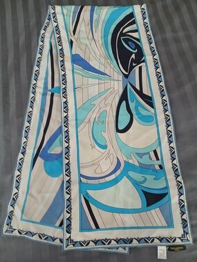 Emilio Pucci Blue, Turquoise & Navy Silk Scarf